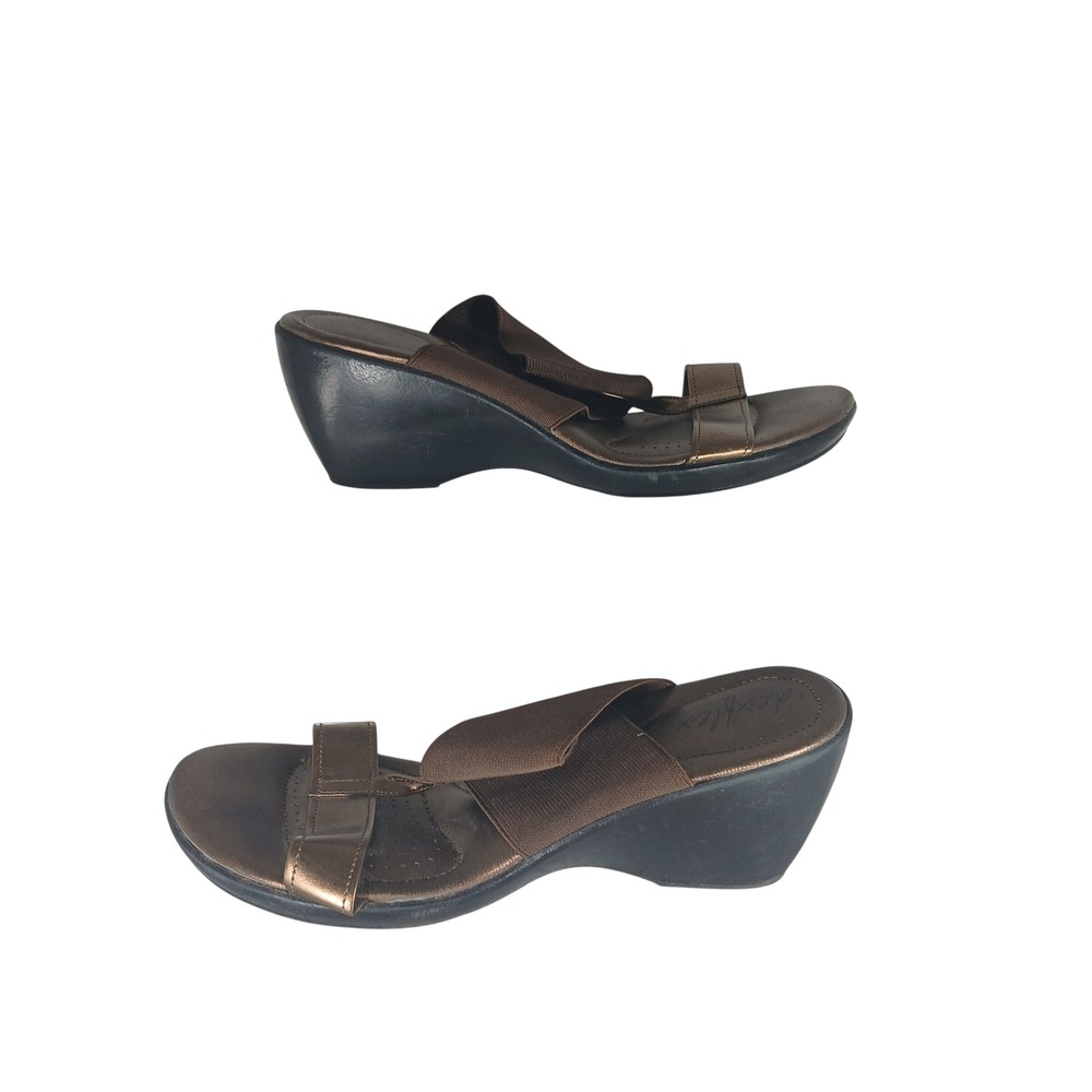 Dexflex by Dexter Wedge Sandals 9.5 Bronze Metallic Comfort Casual Summer Modern